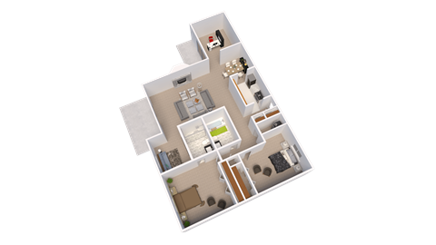 Floor plan for 2 beds, 2 baths, 1399 sqft
